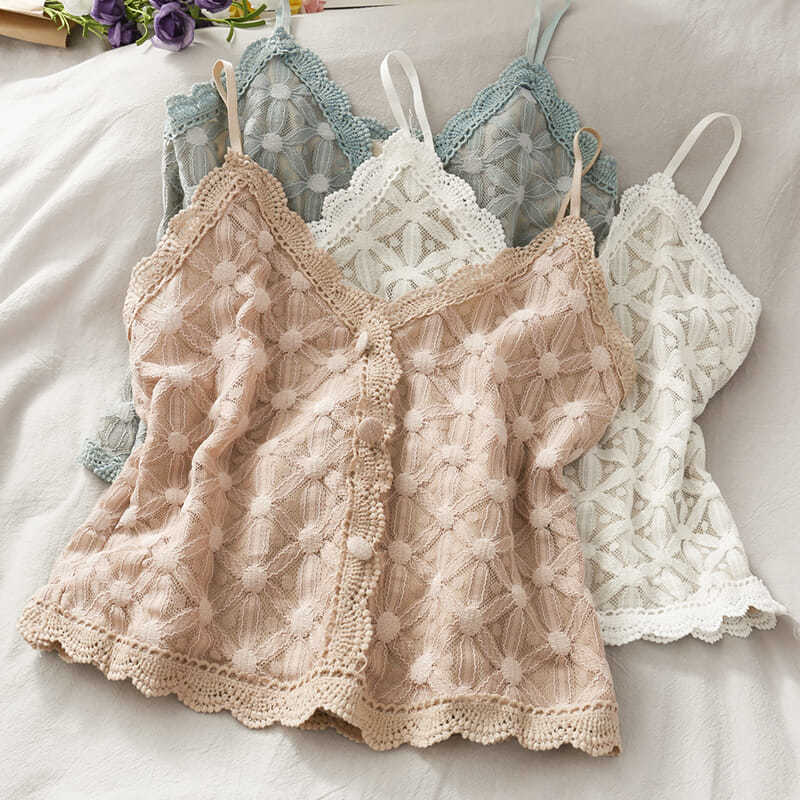 Áo lửng hai dây phối ren phong cách quyến rũ thời trang dành cho nữ