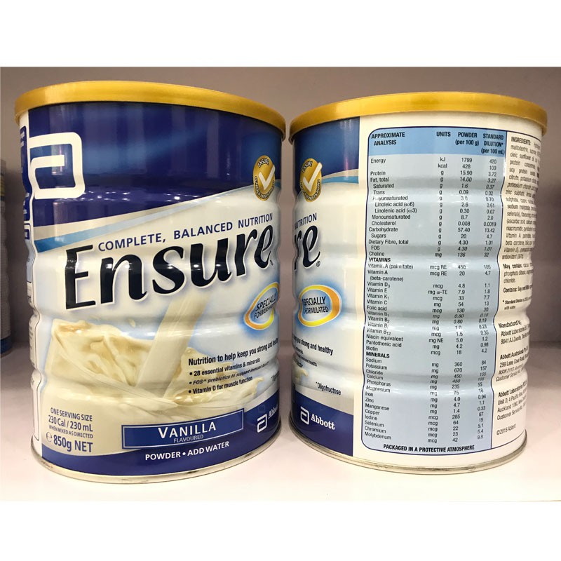 sữa ensure bột úc 850 g hương vani