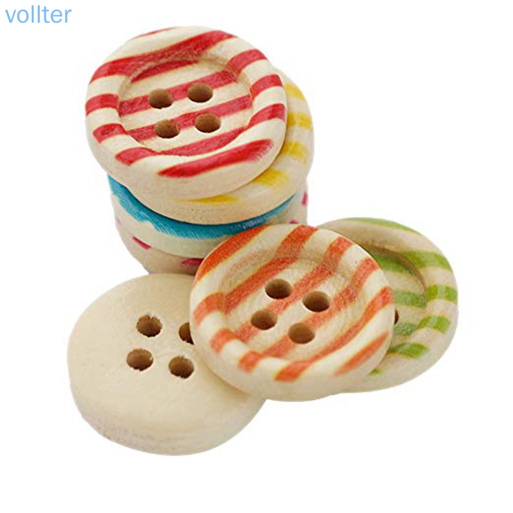 Set 100 Nút Gỗ 4 Lỗ Nhiều Hình Dáng