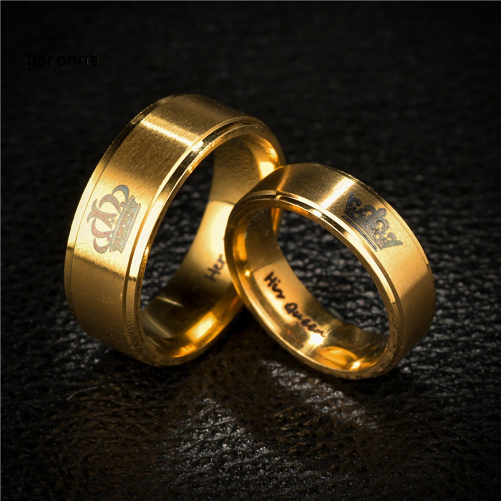 Nhẫn đôi bằng thép Titan khắc chữ King / Queen thời trang