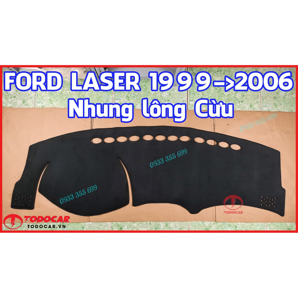 Thảm Taplo FORD LASER bằng Nhung lông Cừu, Da vân Carbon, Da vân Gỗ 1999 2000 2001 2002 2003 2004 2005 2006