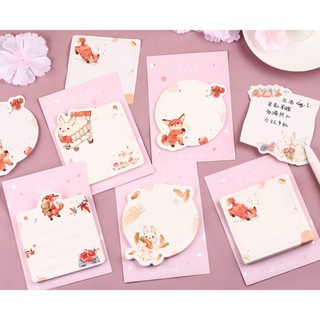 Bộ giấy note ghi chú 30 tờ Thỏ và Cáo xinh xắn tiện dụng