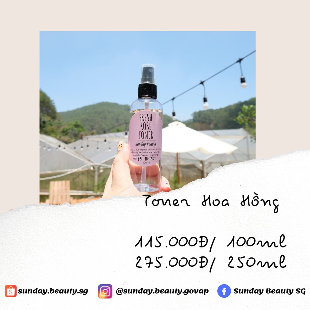 Toner hoa hồng handmade Sunday Beauty