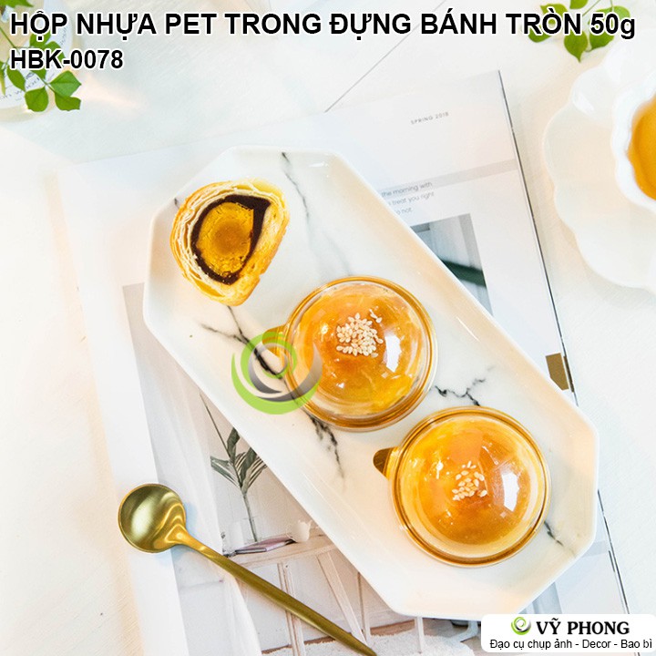 HỘP NHỰA PET 50g TRÒN NẮP CẦU ĐỰNG BÁNH ĐẾ ĐEN ĐẾ VÀNG ĐỰNG BÁNH TRUNG THU BÁNH TRỨNG CÁC LOẠI BÁNH KHÁC HBK-0078