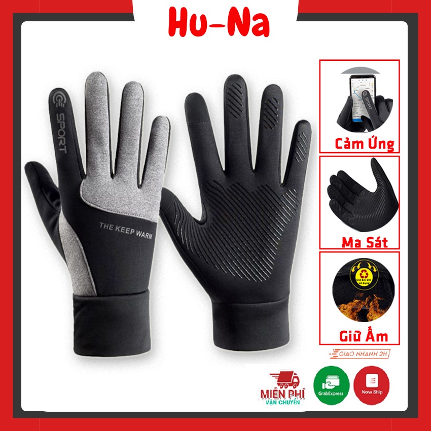 Găng tay đi xe máy mùa đông cảm ứng HuNa gang tay giữ ấm chống gió sương GT02 bảo hộ chống nắng đi phượt chống gió NaHu