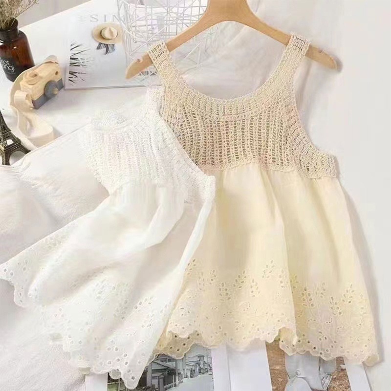 Brroa Áo Tank Top Dệt Kim Khoét Lỗ Cổ Tròn Phong Cách Boho Thời Trang Đi Biển Mùa Hè