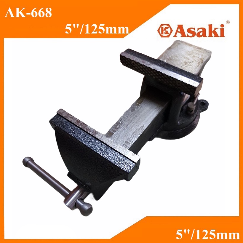 Ê tô kẹp bàn nguội xoay 360 độ Asaki AK-668 độ mở 125mm, tay quay chắc chắn để kẹp và giữ chắc chi tiết