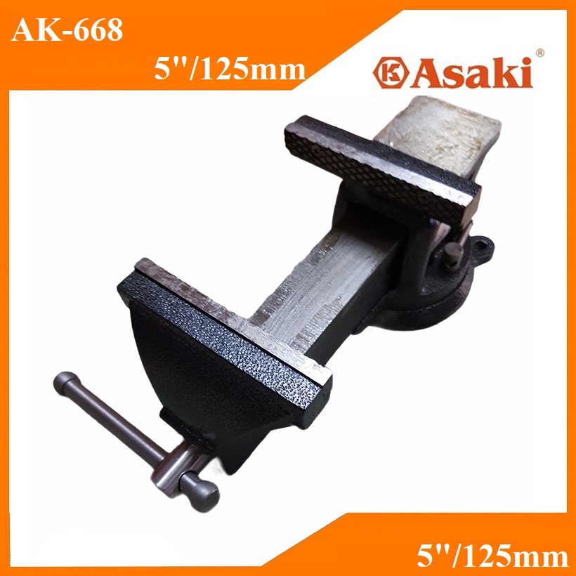 Ê tô kẹp bàn nguội xoay 360 độ Asaki AK-668 độ mở 125mm, hàng chất lượng giá tốt