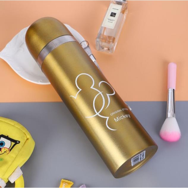 Bình Giữ Nhiệt Nóng Lạnh 500ml Hình Mickey Thiết Kế Đơn Giản Hiện Đại