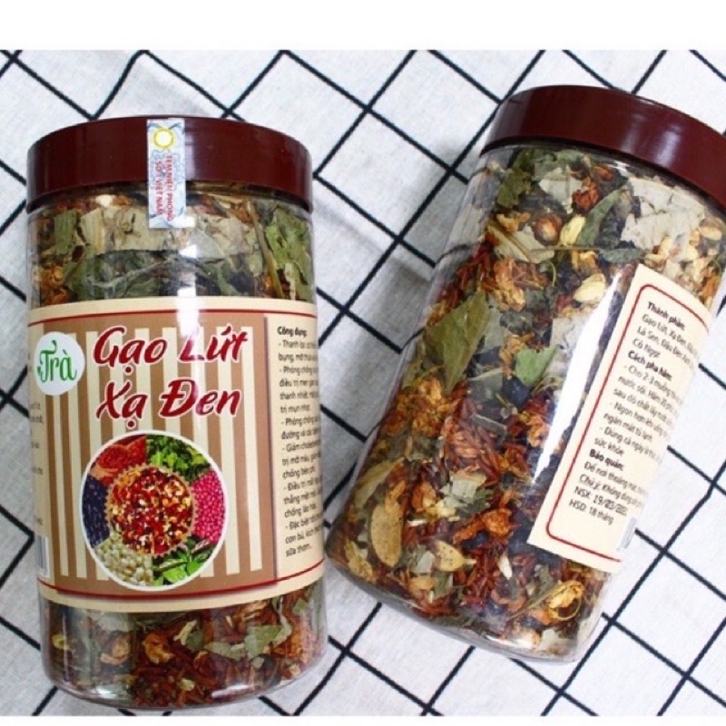 Trà thảo mộc xạ đen gạo lứt hộp 500gr