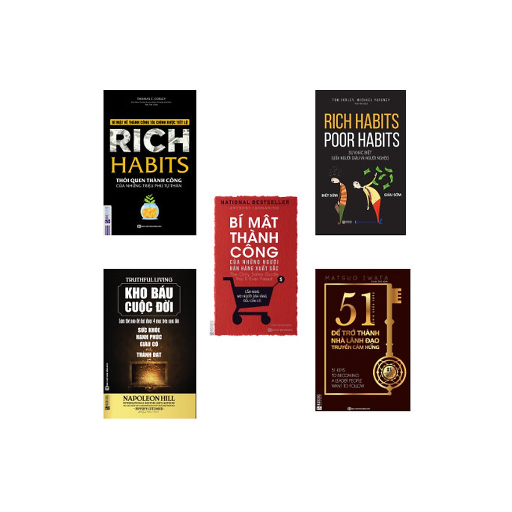 Sách - Combo rich habit + poor habit + bí mật thành công + kho báu cuộc đời +51 chìa khóa vàng để trở thành nhà lãnh đạo