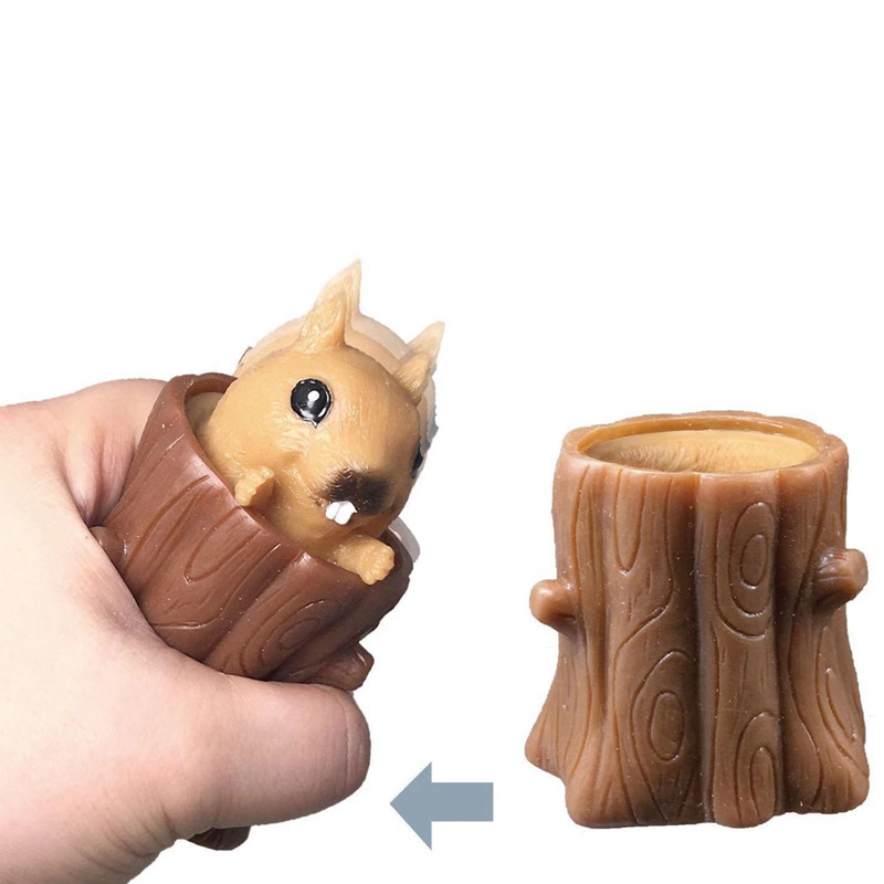 Đồ Chơi Bóp Nén Giảm Căng Thẳng Hình Cây / Sóc Có Giá Đỡ Bút Tiện Dụng