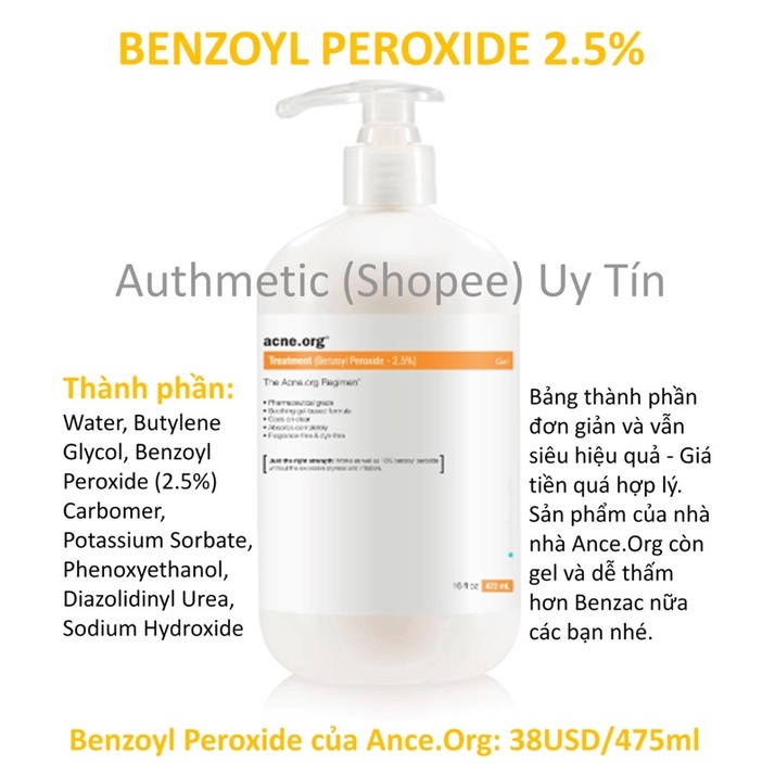Benzac AC Benzoyl Peroxide 2.5/5/10% bay mụn giảm viêm da nhẵn nhụi