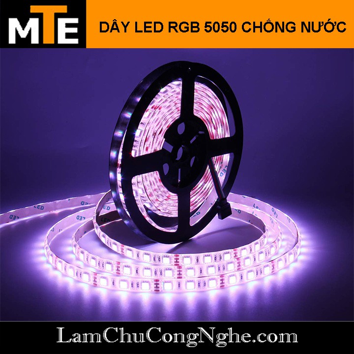 Dây LED 5050 đổi màu RGB 12V - 5 mét Loại dán, chống nước IP65 (300 LED)