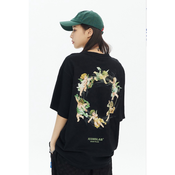Áo thun nam nữ Angle thiên thần áo from rộng unisex vải cotton