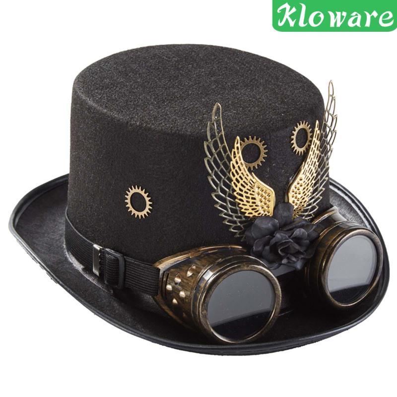 Mũ Đội Màu Đen Phong Cách Steampunk Kèm Kính Bảo Hộ Và Dây Đeo Có Thể Điều Chỉnh