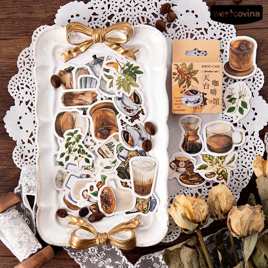 Set 46 miếng dán trang trí tập ảnh/nhật ký tự dính DIY