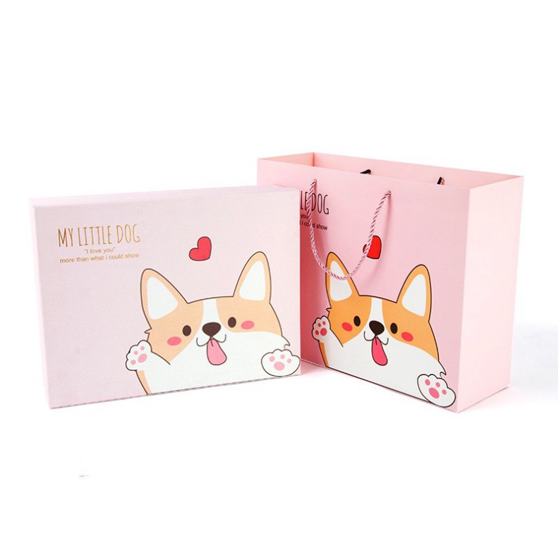Túi giấy quai xách 30 X 12 X 27 CM đựng đồ quà tặng cho trẻ em, in nhũ sang trọng, cao cấp hình thú cưng