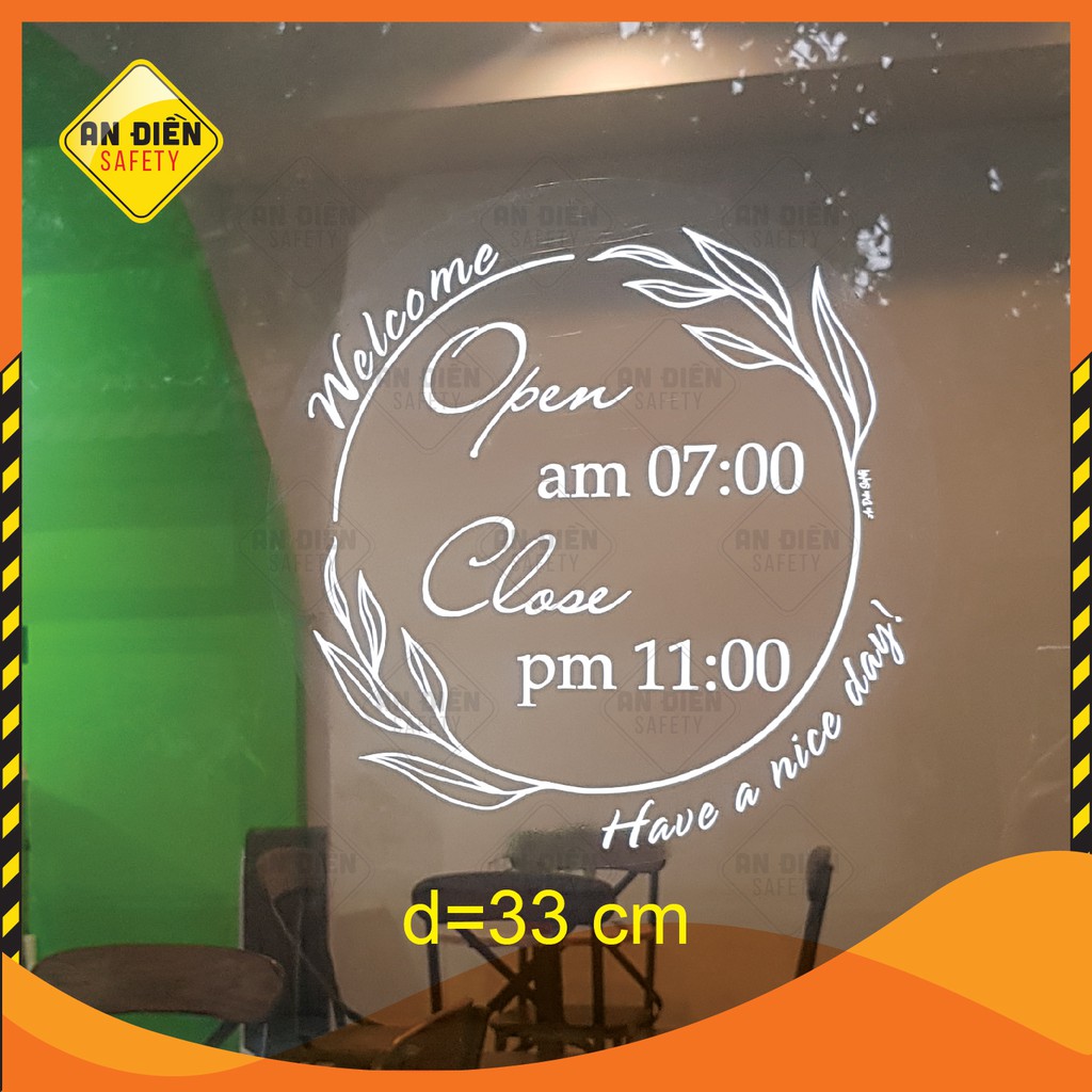 BỘ DECAL DÁN CỬA KÍNH OPEN - CLOSE HOURS - Have A Nice Day