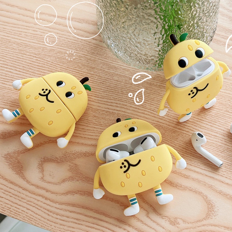 Vỏ Bảo Vệ Hộp Sạc Tai nghe không dây Airpods pro 3 2 1 1 / 2 / 3 / pro Bằng Silicon Họa Tiết Hoạt Hình Quả Lê Dễ