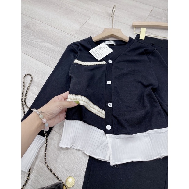 [ 𝐅𝐑𝐄𝐄 𝐒𝐇𝐈𝐏 ] SÉT LEN TĂM XẾP LY PHỐI BÈO CỔ V à CHẤT LEN TĂM CO GIÃN NHẸ Ạ