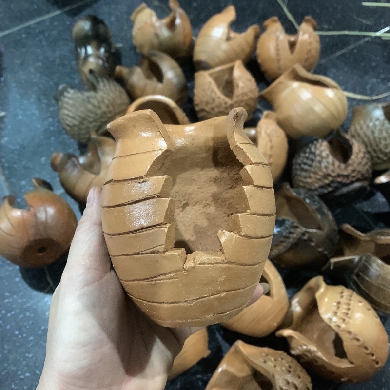 Chậu lu xẻ trồng sen đá 8-10cm