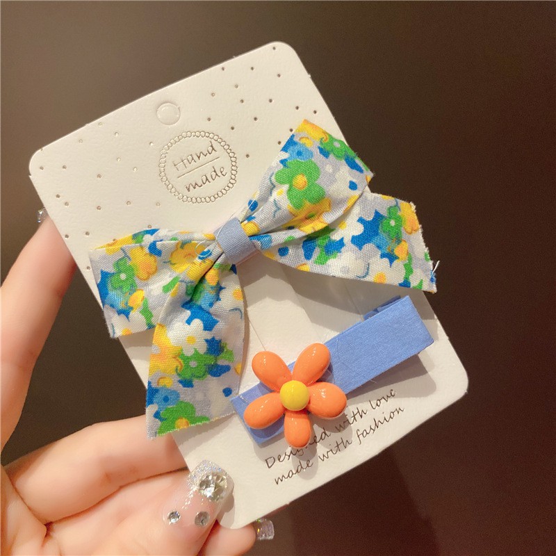 Set 2 Kẹp Tóc Vải Hình Hoa Thiết Kế Đơn Giản Thời Trang Cho Nữ