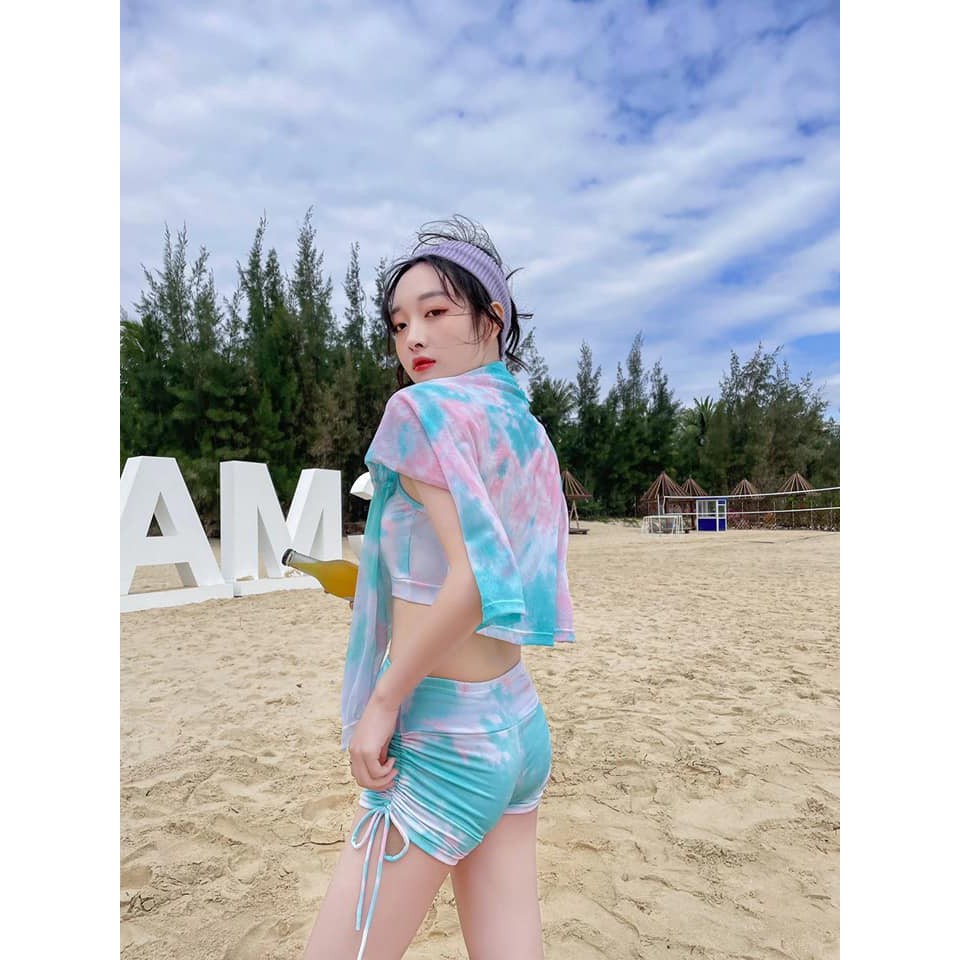 Set Đồ Bơi Màu Loang 3 Chi Tiết