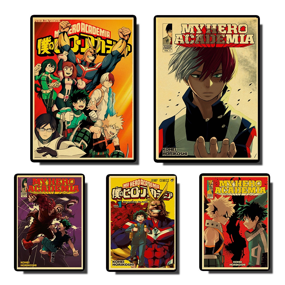Tranh Treo Tường Trang Trí In Hình Anime My Hero Academia retro Chất Lượng Cao