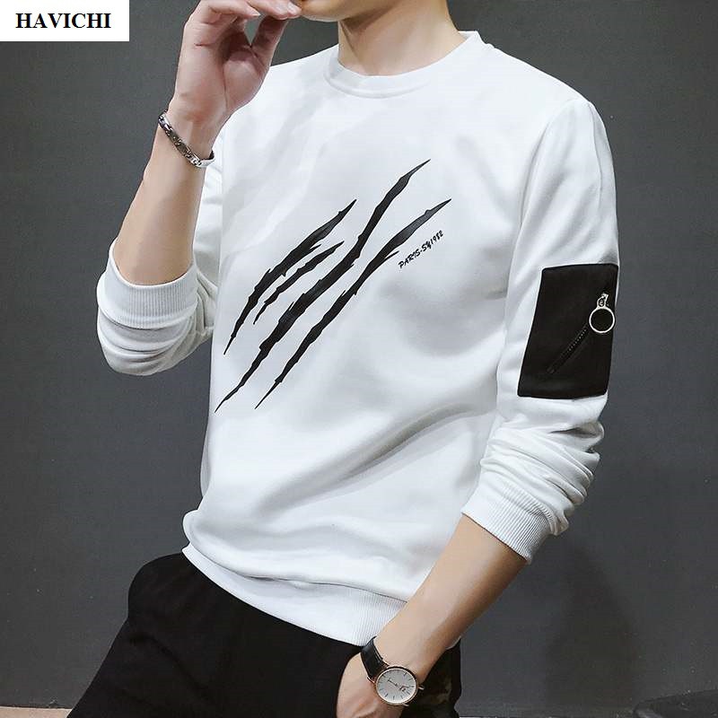 Áo thun nam tay dài 💝 𝐅𝐑𝐄𝐄𝐒𝐇𝐈𝐏💝sweater áo thun nam dài tay trắng dây kéo, ba gạch thoáng mát, mềm mịn | BigBuy360 - bigbuy360.vn