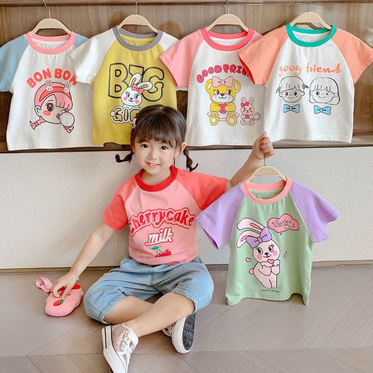 Girls summer cartoon short-sleeved T-shirt