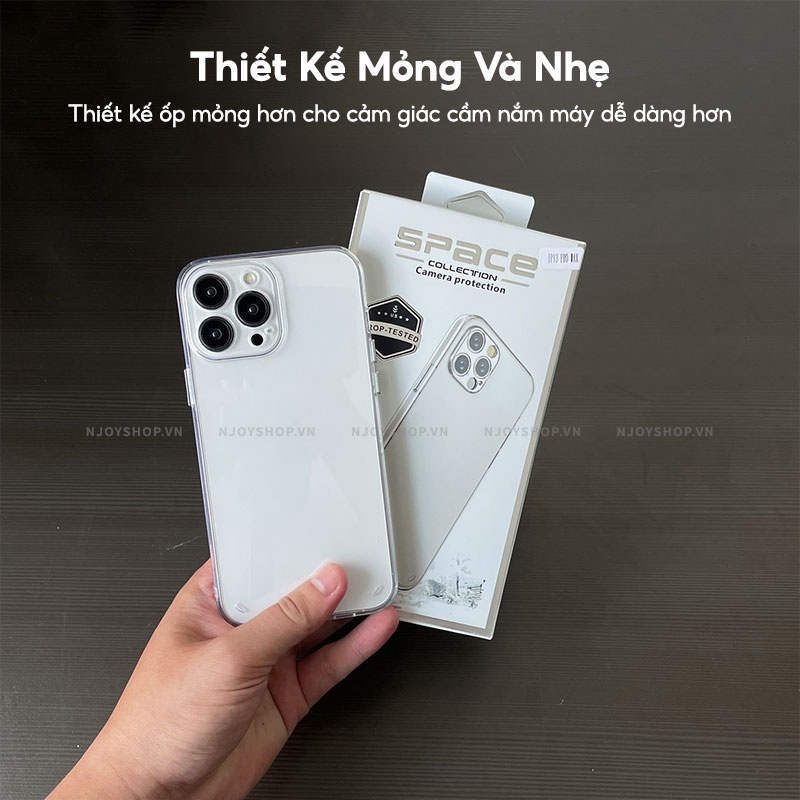 Ốp Trong Suốt Nút Bấm Kim Loại Bảo Vệ Camera Cho Điện Thoại IP11/12/13/14 Pro Max Space Gen 2 Njoyshop