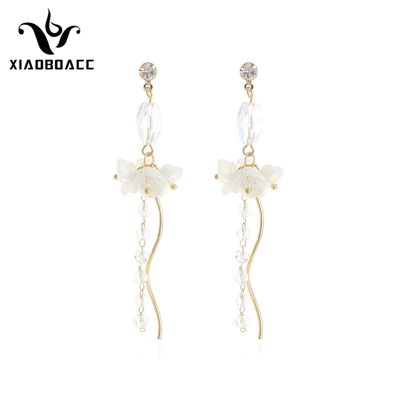 XiaoboACC Khuyên Tai Kim Bạc 925 Phối Hình Bông Hoa Đính Đá Zircon Cho Nữ