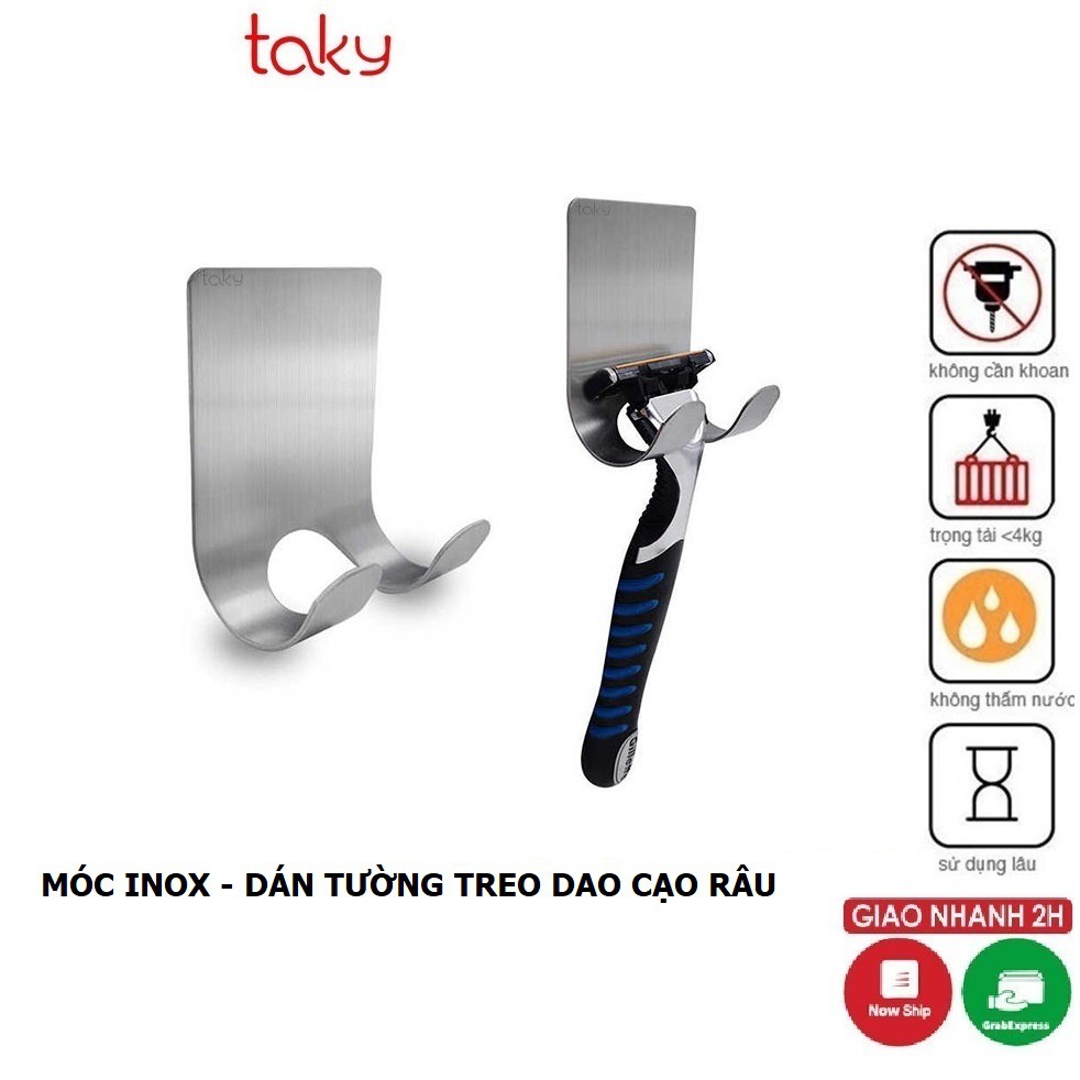 Giá Inox - Taky, Treo Cây Cạo Râu Phòng Vệ Sinh, Dán Tường Với Miếng Dán 3M, Chắc Chắn, Sang Trọng, Inox SUS 304, 2011