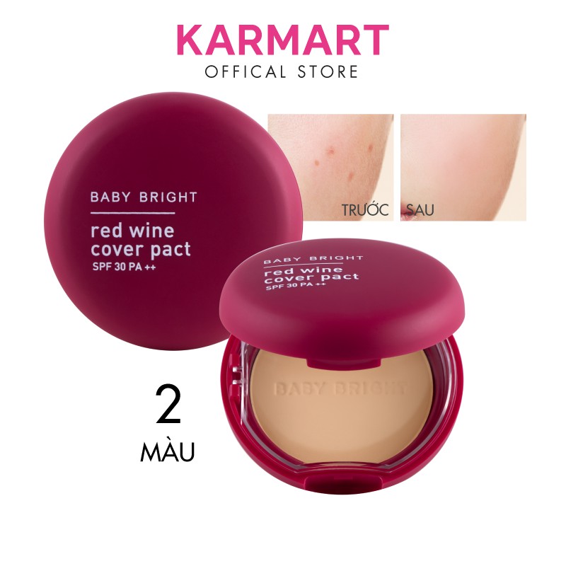 Phấn Phủ Rượu Vang Đỏ Baby Bright Red Wine Cover Pact SPF 30 PA++ 6.5g