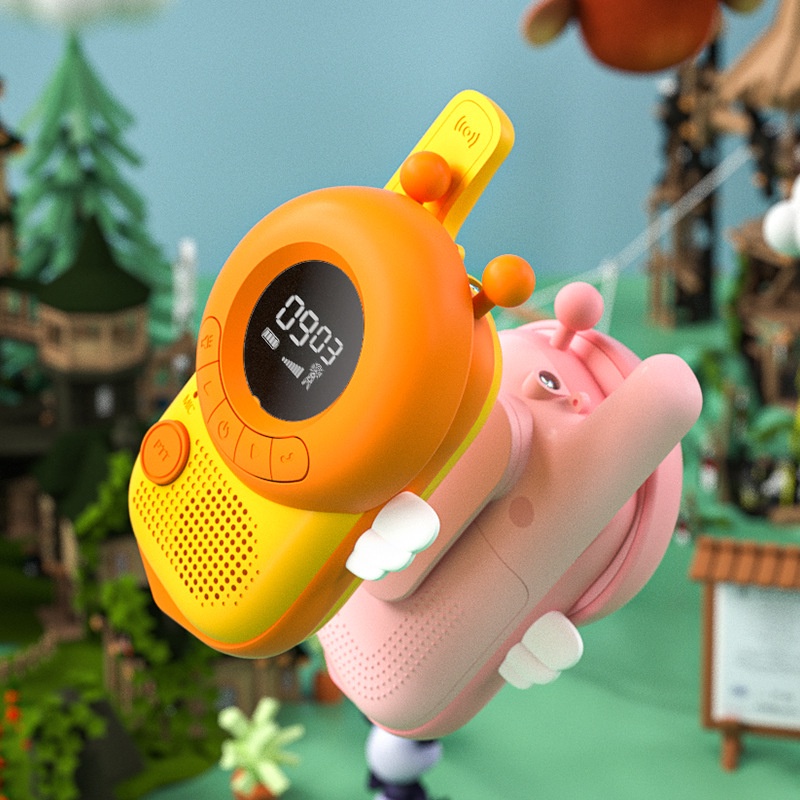Set 2 Bộ Đàm Đồ Chơi 3KM UHF Có Dây Đeo Cho Bé