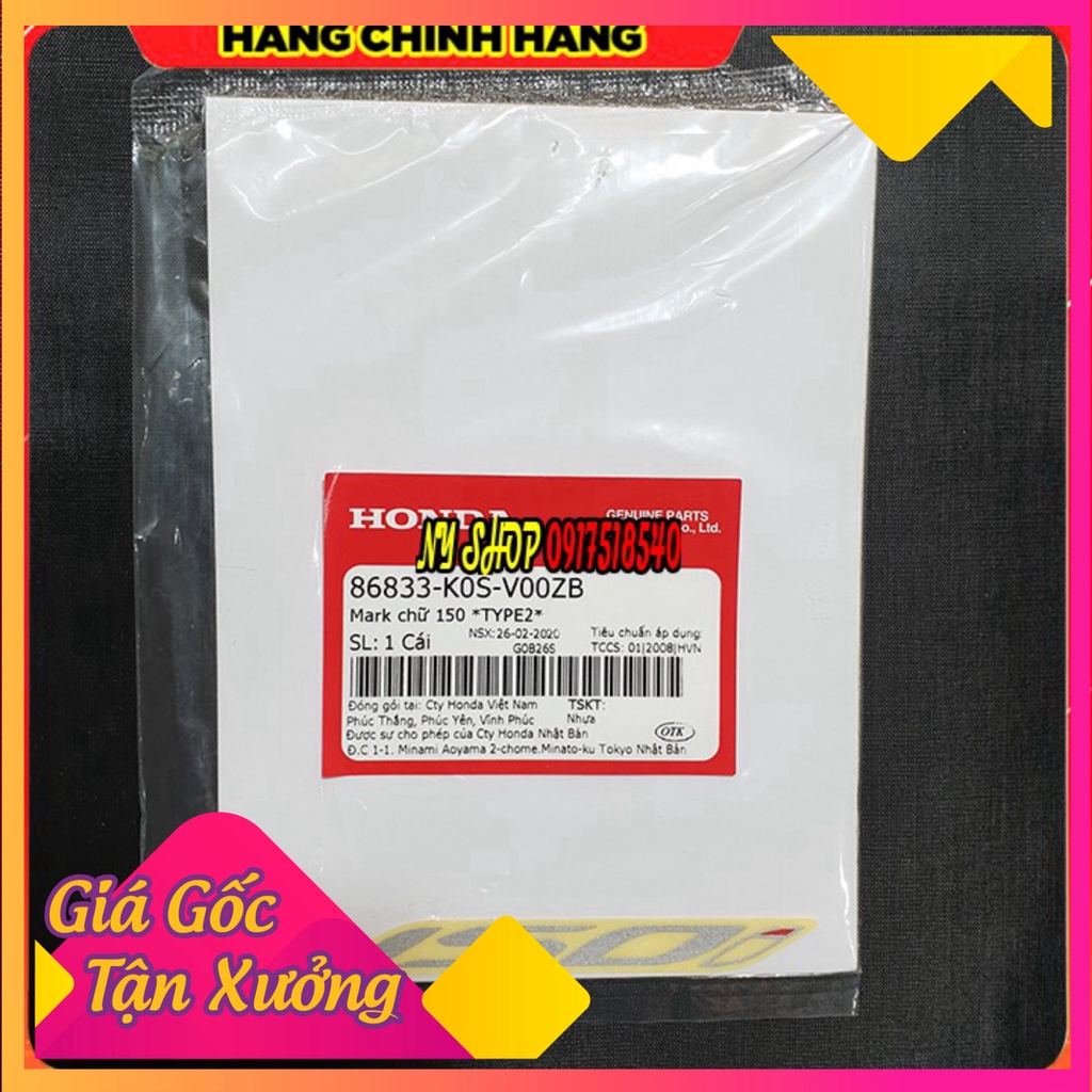 1 Đôi Tem Chữ 150i SH 2020 - SH 2021 - SH 2022 - MÃ K0S ★  Hàng Honda chính hãng (Ảnh Sp thật)