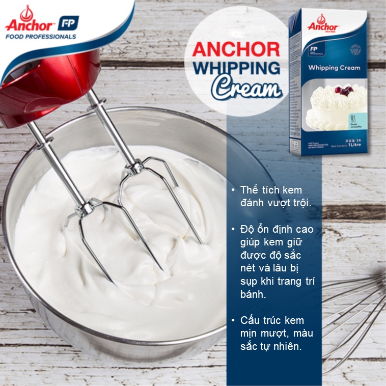Whipping Cream  Anchor New Zealand Hộp 250ml | 1 Lít