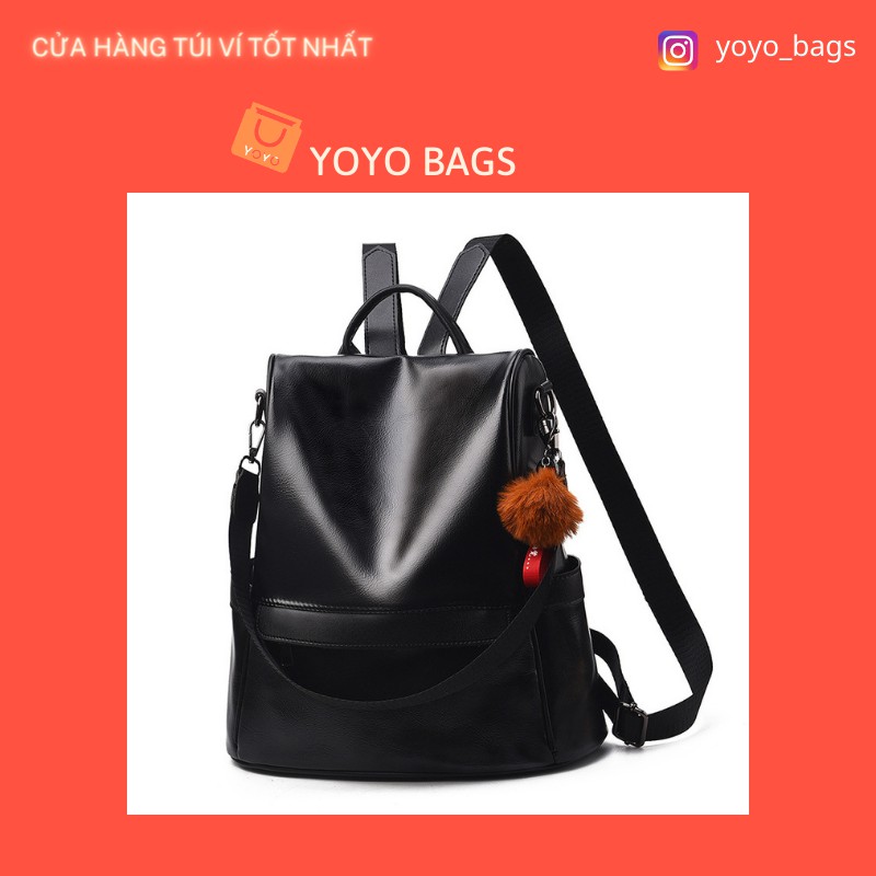 Balo da Khóa Kéo Mặt Sau Lưng Chống Trộm Chống Nước (Kèm móc khóa dễ thương)