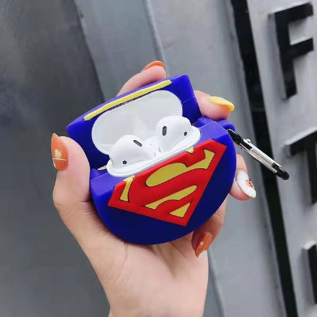 VỎ BỌC AIRPODS LOGO SUPERMAN XANH Case Tai Nghe Không Dây Air-pods 1/ 2/ i12/ Pro