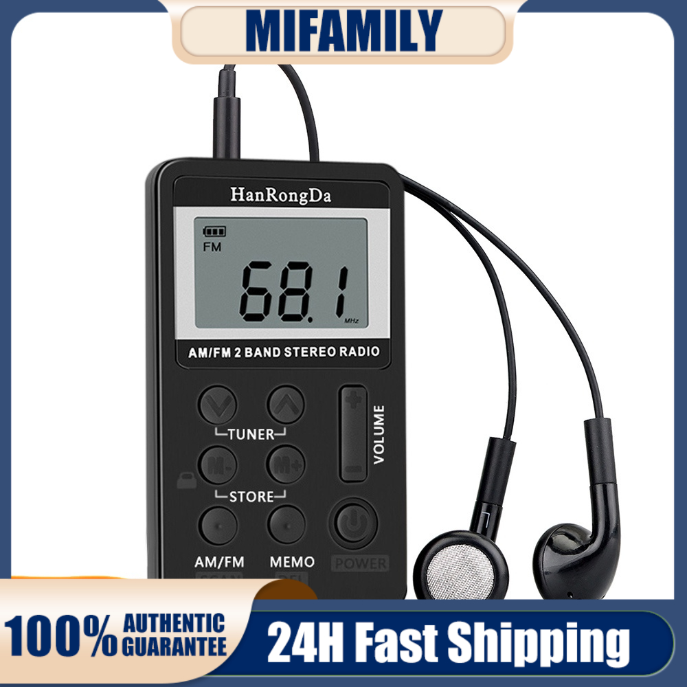 Radio Kỹ Thuật Số HanrongDa HRD-103 AM FM 2 Băng Tần Nhỏ Gọn Bỏ Túi Có Màn Hình LCD Và Dây Sạc Pin