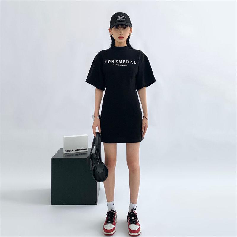 [100% Cotton Tinh Khiết] Đầm Thun Lửng Phong Cách Đường Phố Mùa Hè 2022 Chất Lượng Cao