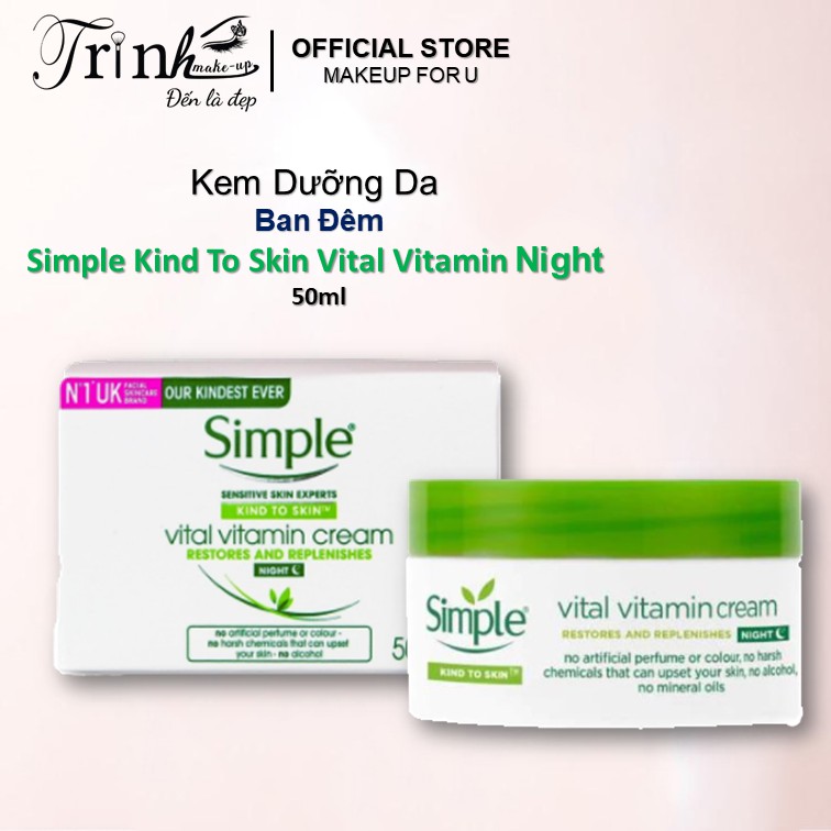 Kem Dưỡng Ban Đêm Simple Kind To Skin Vital Vitamin Night Cream 50ml