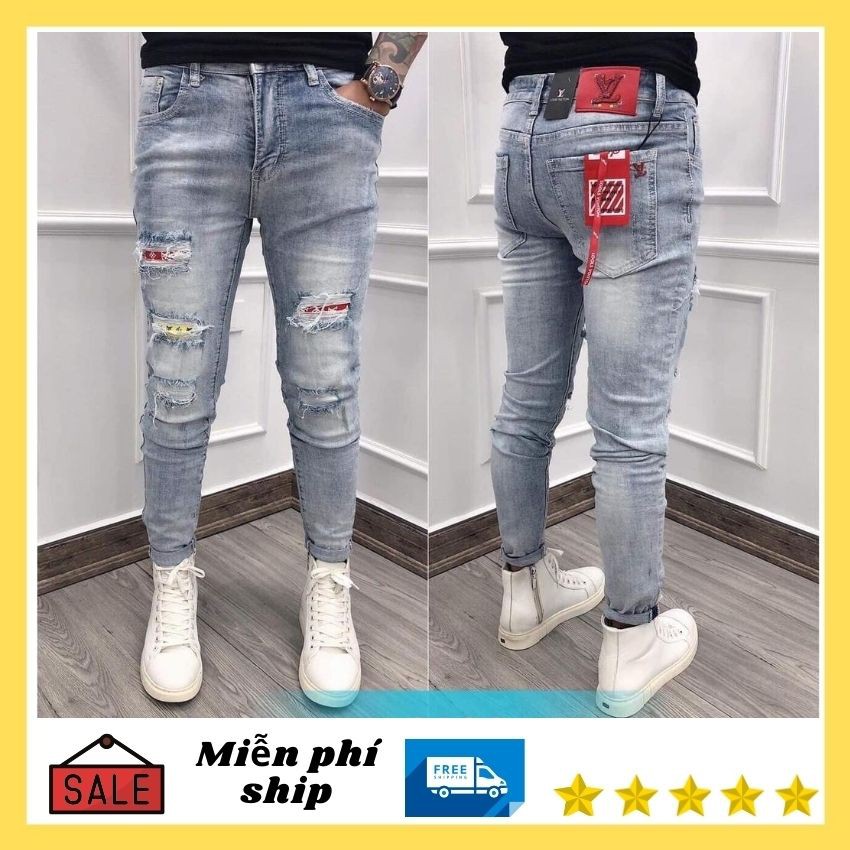 Quần jean nam màu xanh rách xước quần bò đẹp giá rẻ taka 12 | BigBuy360 - bigbuy360.vn