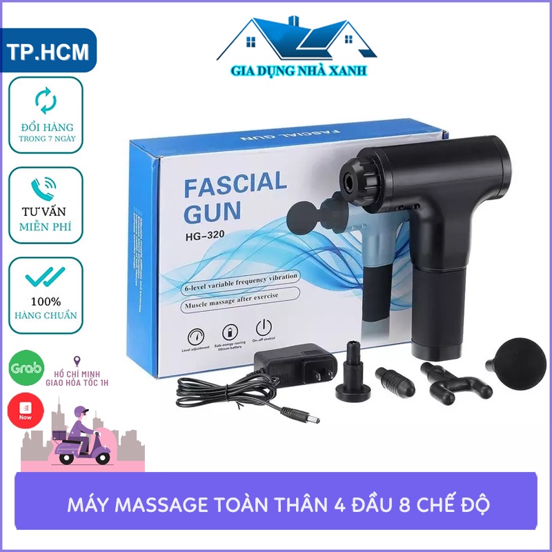 💕Bảo Hành 1 Năm💕 Máy Massage - Súng Massage Toàn Thân 4 Đầu 6 Chế Độ Fascial, Giảm Đau Mỏi Vai Gáy, Giãn Cơ Sau Tập