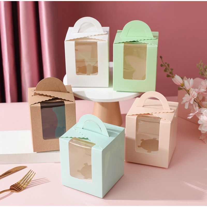 Hộp cupcake 1 ô có quai xách / HỘP QUÀ TẶNG