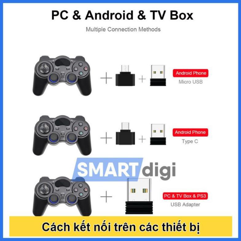 Tay cầm chơi game PC Laptop - Tay cầm không dây Điện thoại Android / Android TV / Android Box – Chơi full skill Fo4 - D8