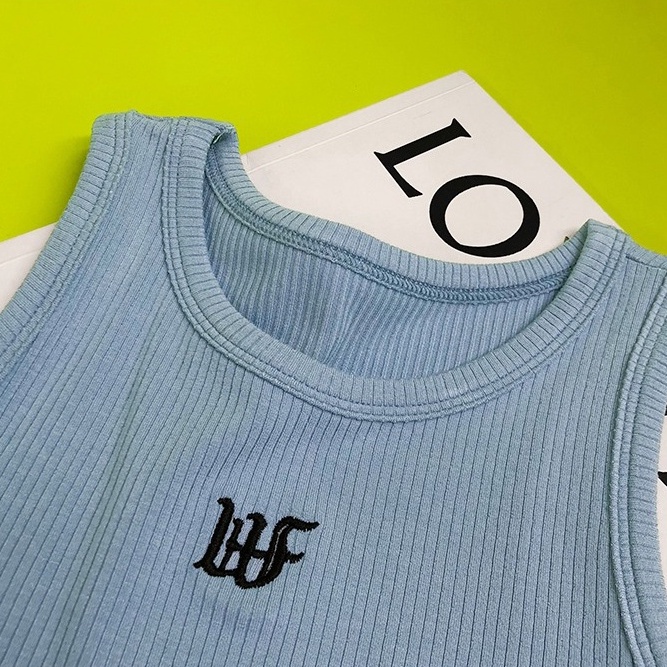 Áo không tay ZHELIHANGFEI thêu họa tiết chữ thời trang