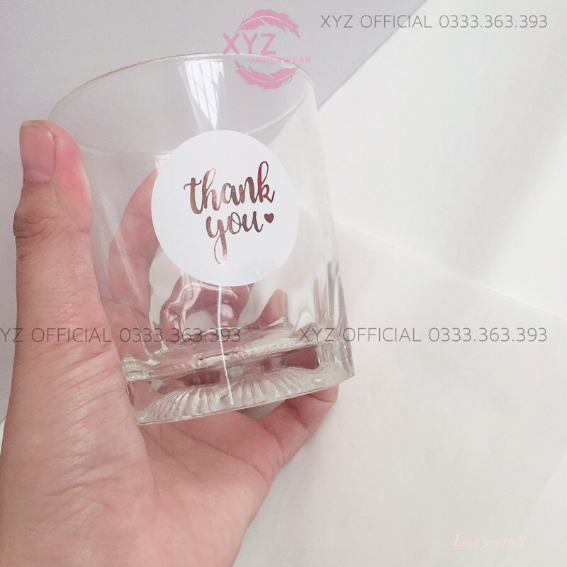 100 sticker miếng dán tròn thank you to đẹp màu ánh nhũ trang trí túi giấy, hộp quà,niêm phong giấy gói hàng,gói quần áo