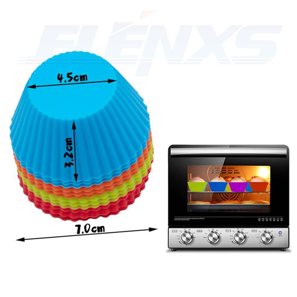 Set 12 Cốc Silicon Làm Bánh Cupcake Nhiều Màu